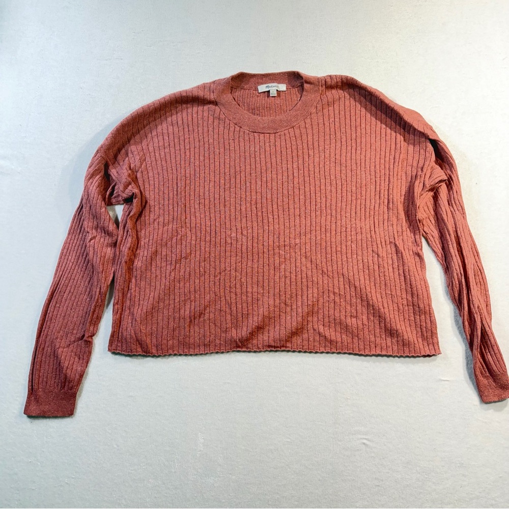 Madewell Lawson Crop Sweater, Cotton Hemp Silk blend, Donegal Quartz